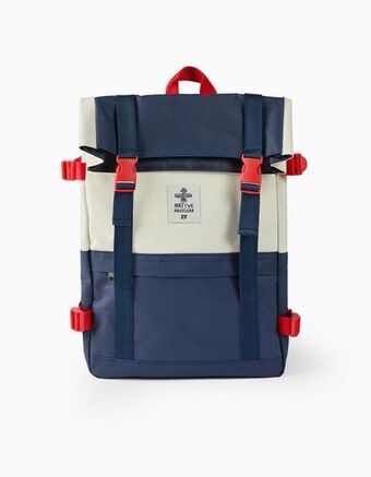 Zippy Mochila roll-top para criança, bege/azul promoção