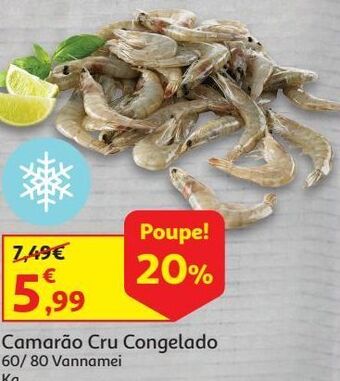 Auchan Camarão cru congelado 60/80 promoção