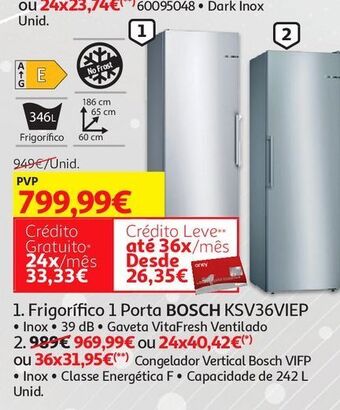 Auchan Frigorifico 1 porta bosch promoção