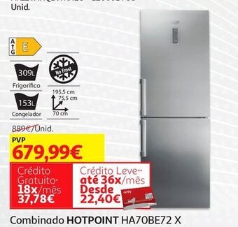 Auchan Combinado hotpoint:inox ha70be 72 x promoção