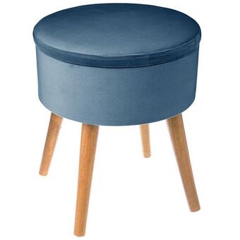 Hôma Tamborete azul em veludo com arrumação promoção