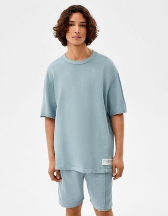 Bershka T-shirt de felpa com efeito de lavagem promoção