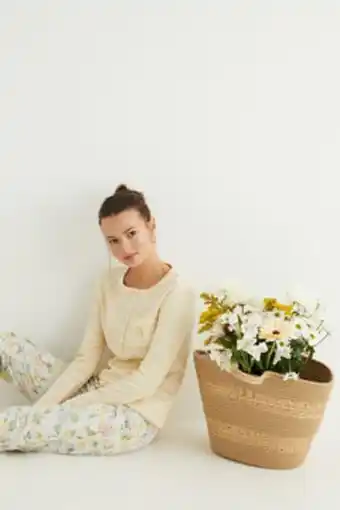 Springfield Pijama comprido flores 100% algodão amarelo promoção