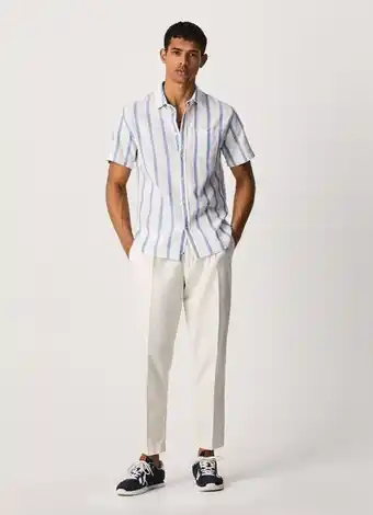 Pepe Jeans Camisa linho com riscas pankhurst promoção