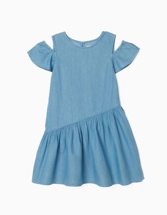 Vestido de ganga para menina, azul