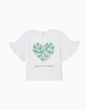 Zippy T-shirt para menina 'happy heart', branco promoção