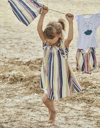 Zippy Vestido às riscas para menina, multicolor promoção