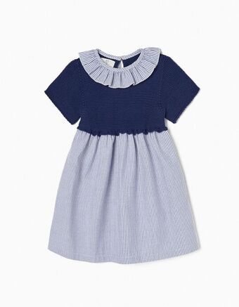 Zippy Vestido combinado de malha e algodão para bebé menina, azul promoção
