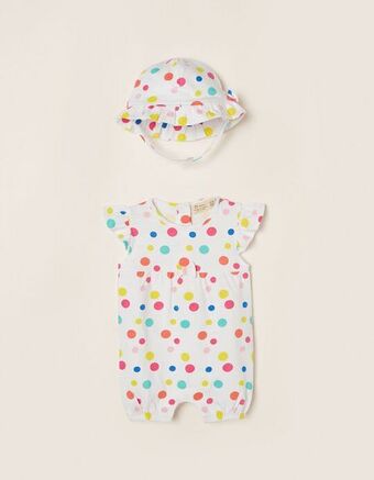 Conjunto body + chapéu, recém-nascida, multicor