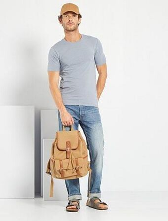 Kiabi T-shirt em algodão com gola redonda promoção