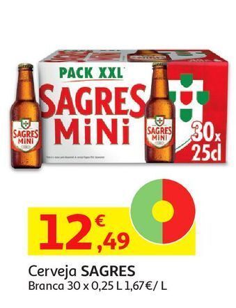 Auchan Cerveja sagres:branca 30x0.25l promoção