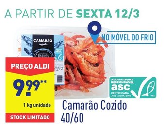 ALDI Camarão Cozido 40/60 promoção