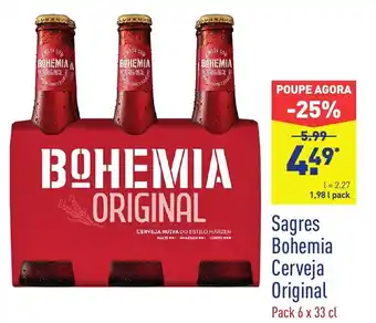 ALDI Sagres Bohemia Cerveja Original Pack 6x33cl promoção