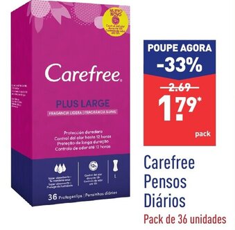 ALDI Carefree Pensos Diários Pack de 36 Unidades promoção