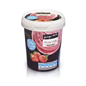 Pingo Doce Gelado sem lactose de morango pura vida promoção