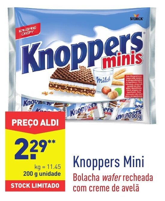 Promoção Knoppers Mini 200g em ALDI