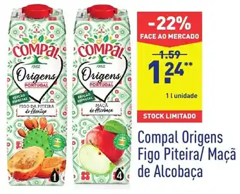 ALDI Compal Origens Figo Piteira/ Maçã de Alcobaça 1L promoção