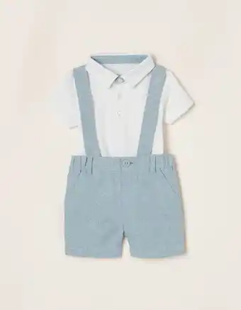 Zippy Body-polo + calções com alças em algodão para recém-nascido, azul/branco promoção