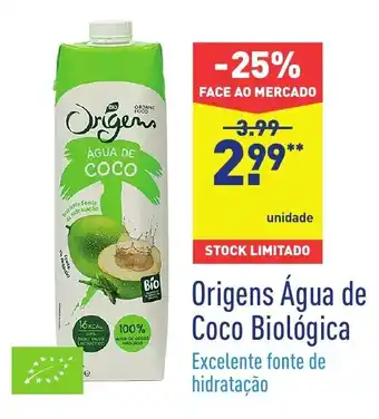 ALDI Origens Água de Coco Biológica promoção