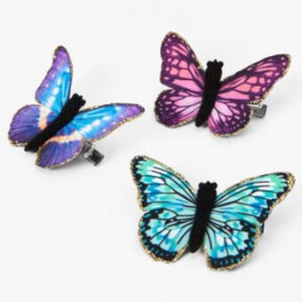 Claire's Pink & green butterfly hair clips - 3 pack promoção
