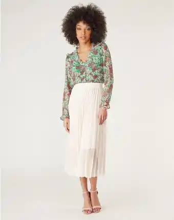 Naf Naf Falda midi plisada color nude promoção