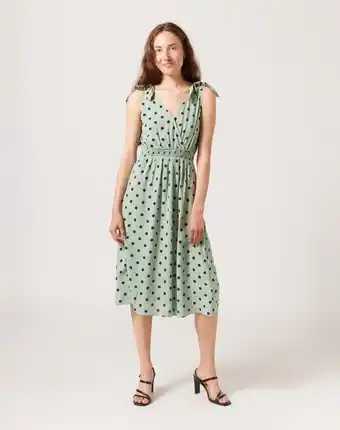 Vestido midi con lunares color verde