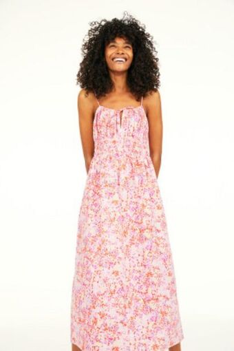 H&M Vestido em algodão com smock promoção