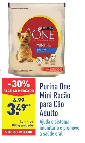 ALDI Purina One Mini Ração para Cão Adulto 800g promoção