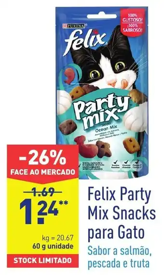 ALDI Felix Party Mix Snacks para Gato 60g promoção
