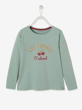 Vertbaudet Camisola de mangas compridas com mensagem irisada, para... promoção