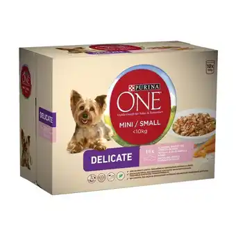 Pingo Doce Ração húmida para cão mini/pequeno sabor salmão delicate purina one promoção