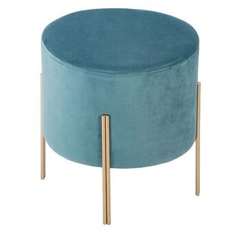 Banqueta de veludo azul com pés dourado