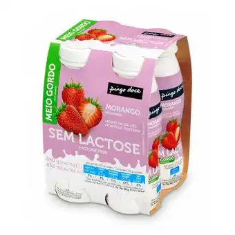 Iogurte líquido sem lactose de morango pingo doce - pack 4