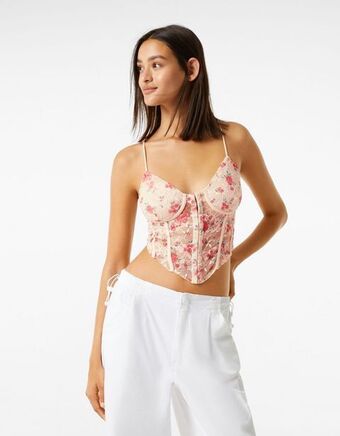 Top alças corset lace