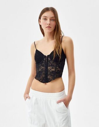 Bershka Top alças corset lace promoção