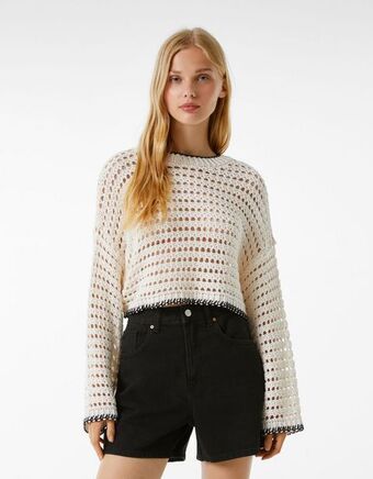Bershka Calções denim mom fit promoção