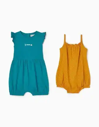 2 macacões para bebé menina, amarelo/azul