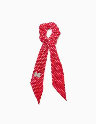 Scrunchie com fita comprida para bebé e menina 'minnie', vermelho