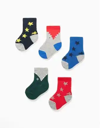 5 pares de meias para bebé menino 'dino, shark & stars', multicolor