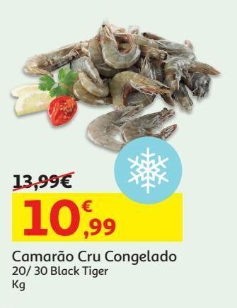 Camarão cru congelado 20/30:black tiger kg