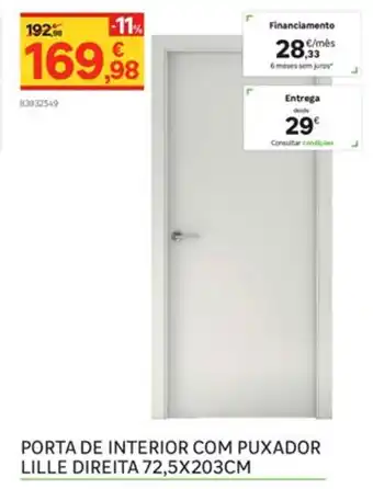 Leroy Merlin Porta de Interior Com Puxador Lille Direita 72,5x203cm promoção