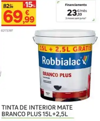 Leroy Merlin Tinta de Interior Mate Branco Plus 15L + 2,5L promoção