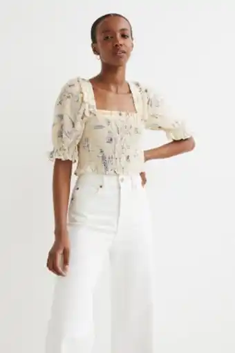 H&M Top curto com smock promoção