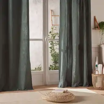 Hôma Cortina verde escura crink 130x260 cm promoção