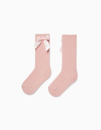 Zippy Meias altas com laço de cetim para bebé menina, rosa promoção