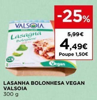 El Corte Inglés Lasanha vegetal valsoia promoção