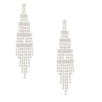 Claire's Silver rhinestone 3" skyscraper drop earrings promoção