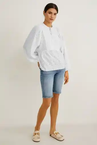 C&A Denim bermuda shorts - mid-rise waist - lycra® promoção