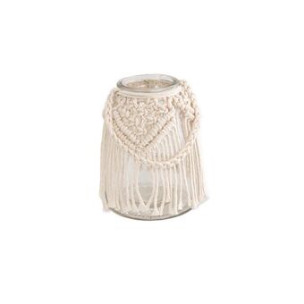 Hôma Castiçal de vidro supenso com macramé promoção