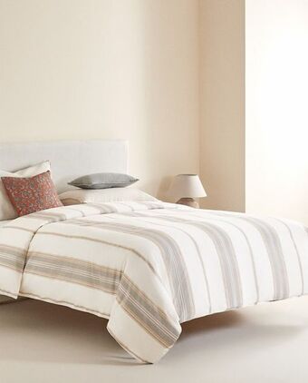 ZARA HOME Capa de edredão algodão riscas promoção
